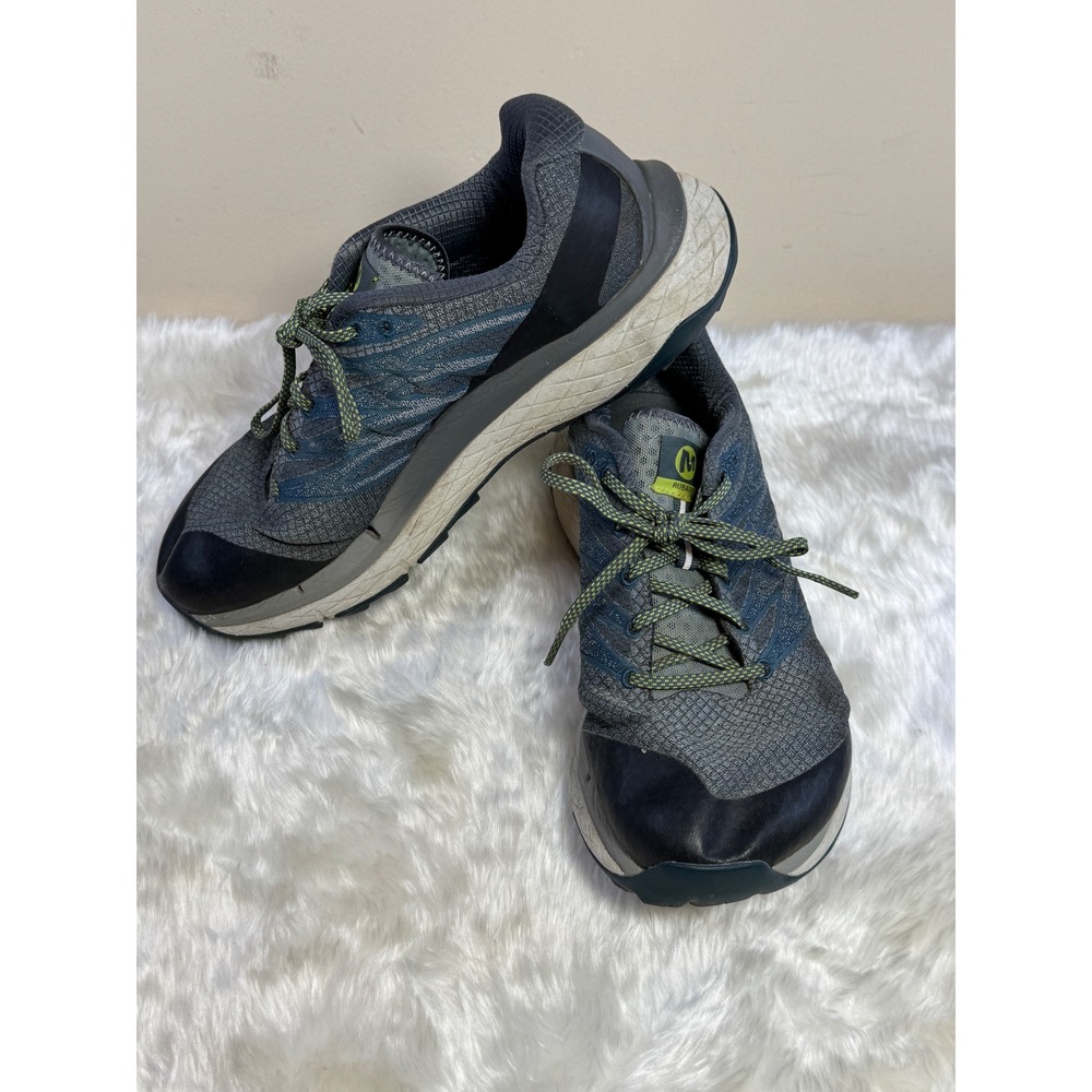 Merrell Rubato Mens 9 Trail Running Shoes Grey Blue Vibram Mega GripZero Drop